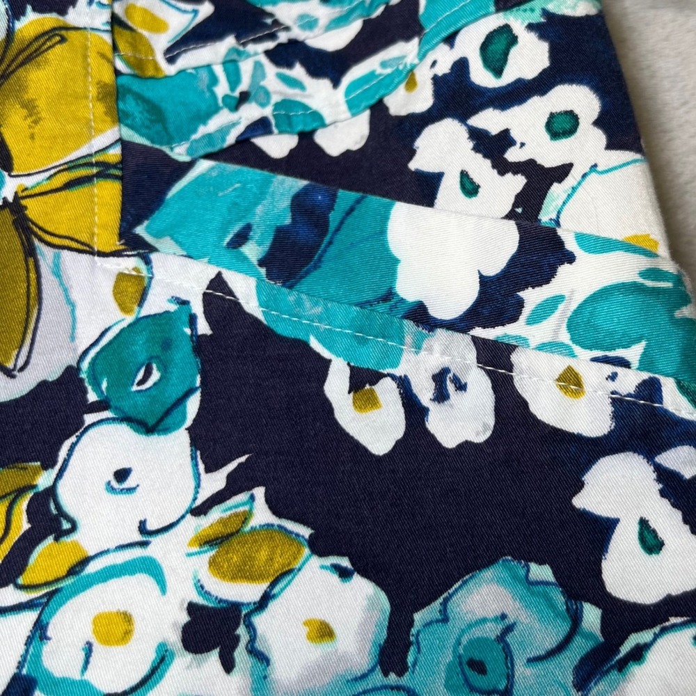 Christopher & Banks Womens Size Medium Floral Jacket Blue Yellow Buttons Stretch - Picture 8 of 12